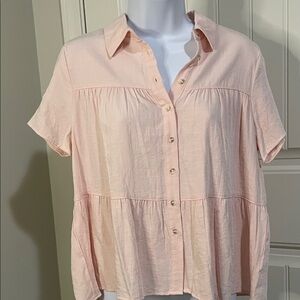 HYFVE Light Pink Tiered Button-Front Blouse